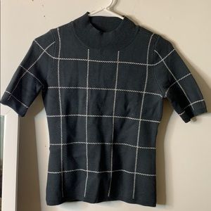 Petite Xs Window-paned pattern Ann Taylor Top